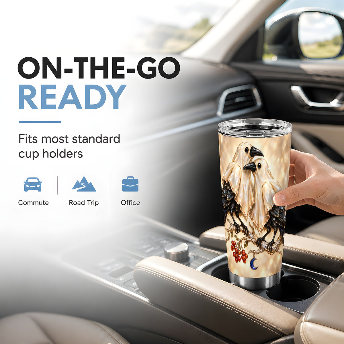 #pl[20oz|Steel] Crystal Raven Tumbler 20oz, Bird Tumbler, Stainless Steel Travel Cup