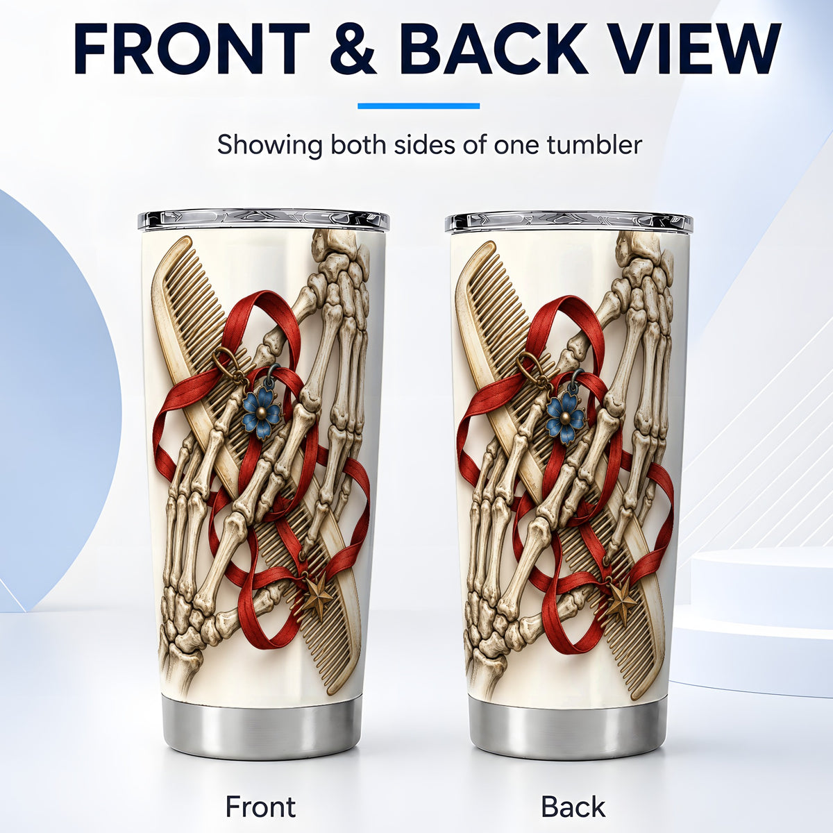 #pl[20oz|Steel] Skeleton Hands Tumbler 20oz, Hair Comb Tumbler, Stainless Steel Travel Cup