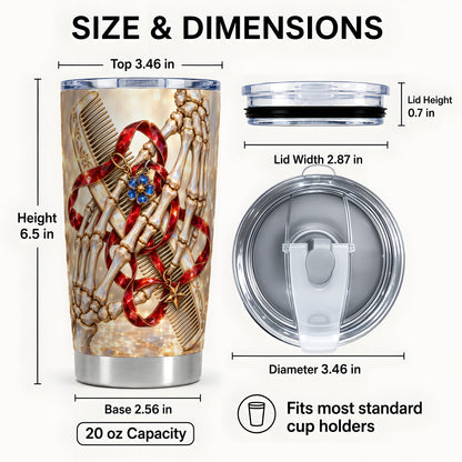 #pl[20oz|Steel] Skeleton Hands Tumbler 20oz, Gemstone Hair Comb Stainless Steel Travel Cup