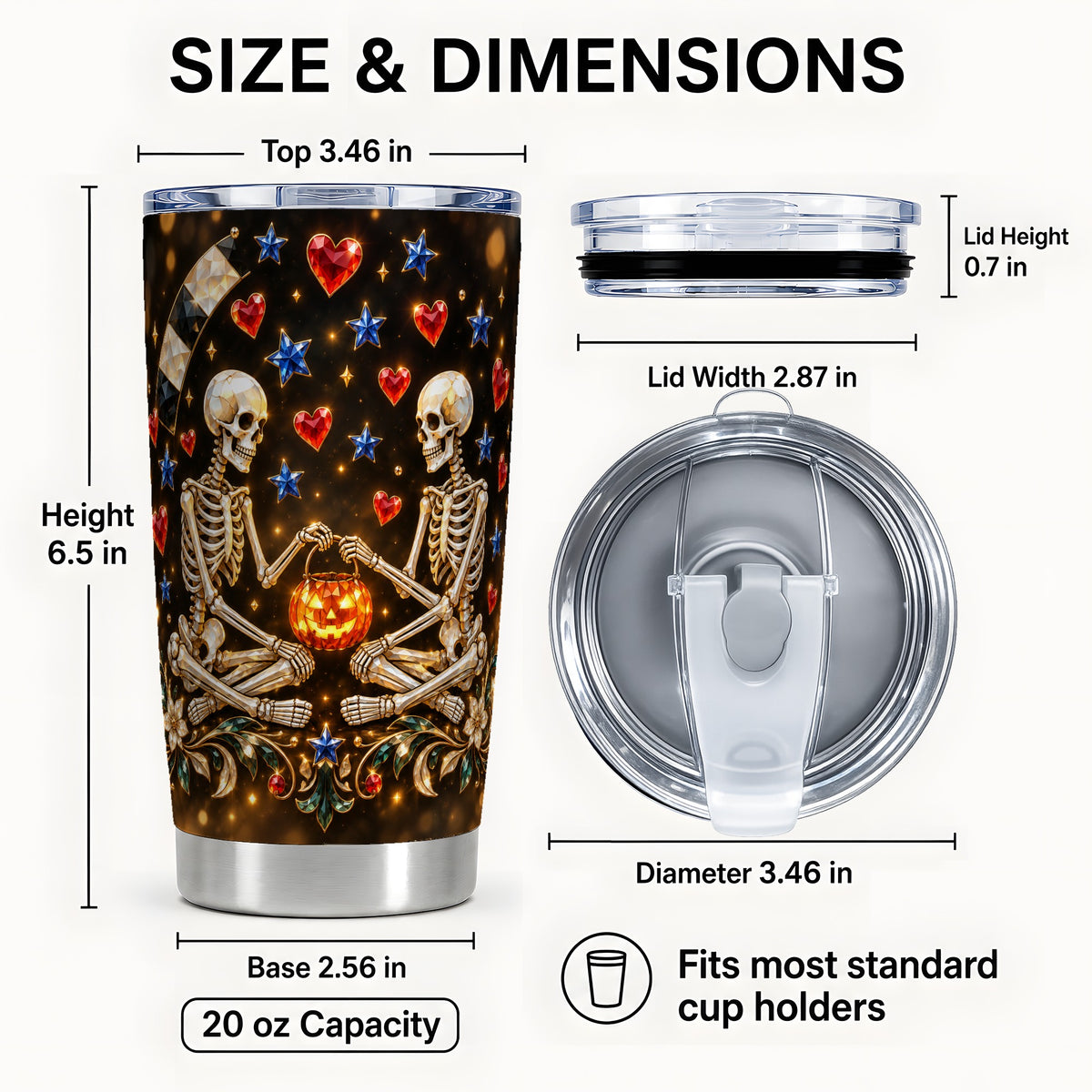 #pl[20oz|Steel] Skeleton Couple Tumbler 20oz, Pumpkin Tumbler, Stainless Steel Travel Cup