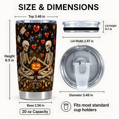 #pl[20oz|Steel] Skeleton Couple Tumbler 20oz, Pumpkin Tumbler, Stainless Steel Travel Cup