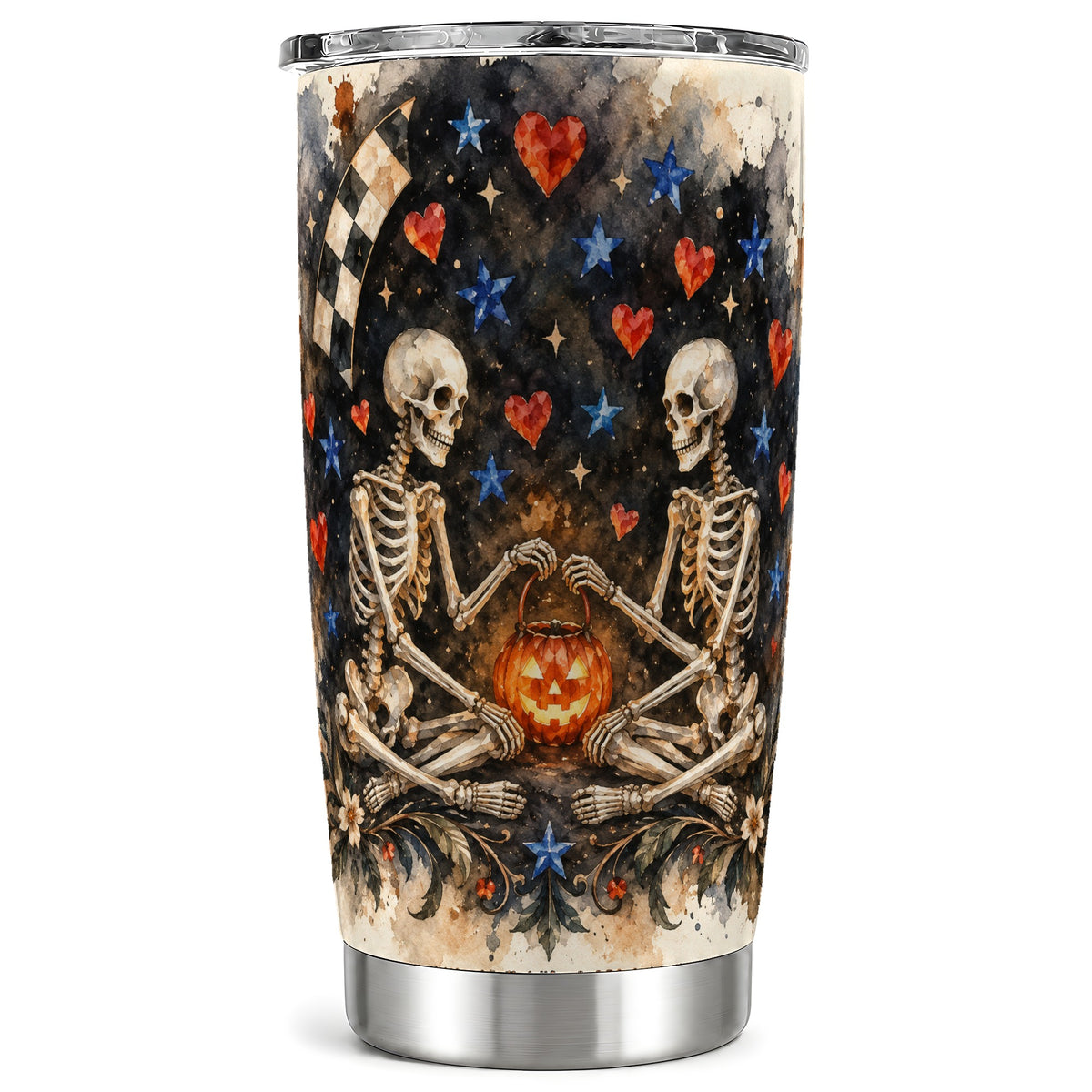 Skeleton Halloween Tumbler 20oz, Spooky Tumbler, Steel Travel Cup