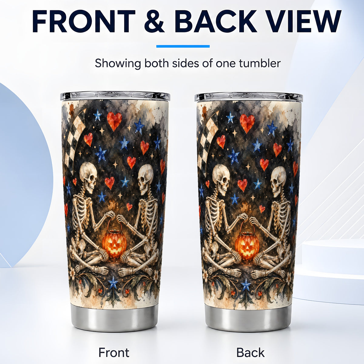 #pl[20oz|Steel] Skeleton Halloween Tumbler 20oz, Spooky Tumbler, Steel Travel Cup