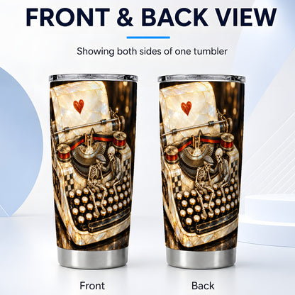 #pl[20oz|Steel] Pearlescent Typewriter Tumbler 20oz, Gothic Tumbler, Steel Travel Cup