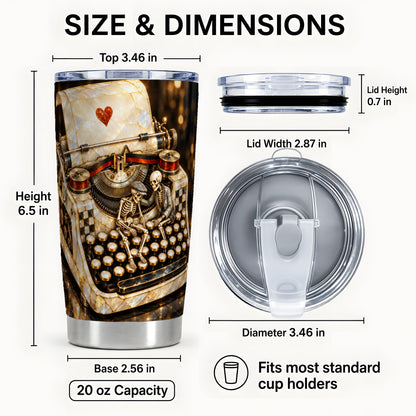 #pl[20oz|Steel] Pearlescent Typewriter Tumbler 20oz, Gothic Tumbler, Steel Travel Cup