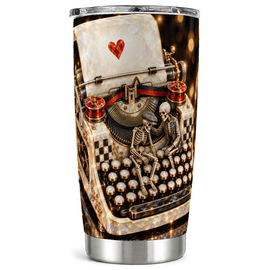 Jeweled Typewriter Tumbler 20oz, Gothic Tumbler, Steel Travel Cup