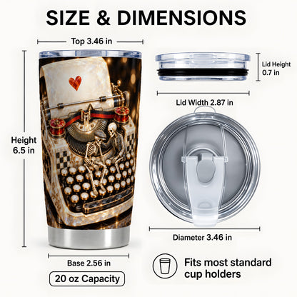 #pl[20oz|Steel] Jeweled Typewriter Tumbler 20oz, Gothic Tumbler, Steel Travel Cup