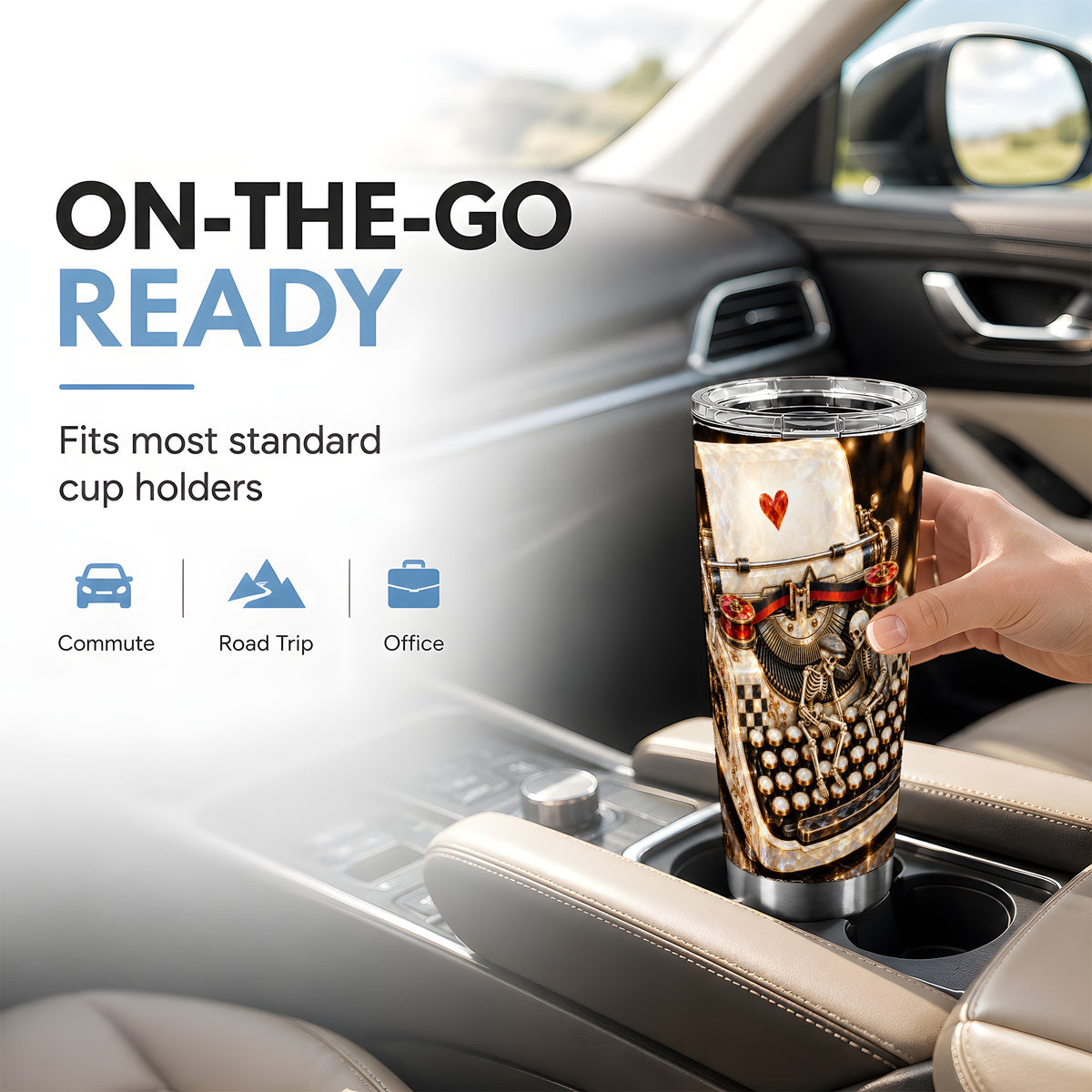#pl[20oz|Steel] Jeweled Typewriter Tumbler 20oz, Gothic Tumbler, Steel Travel Cup
