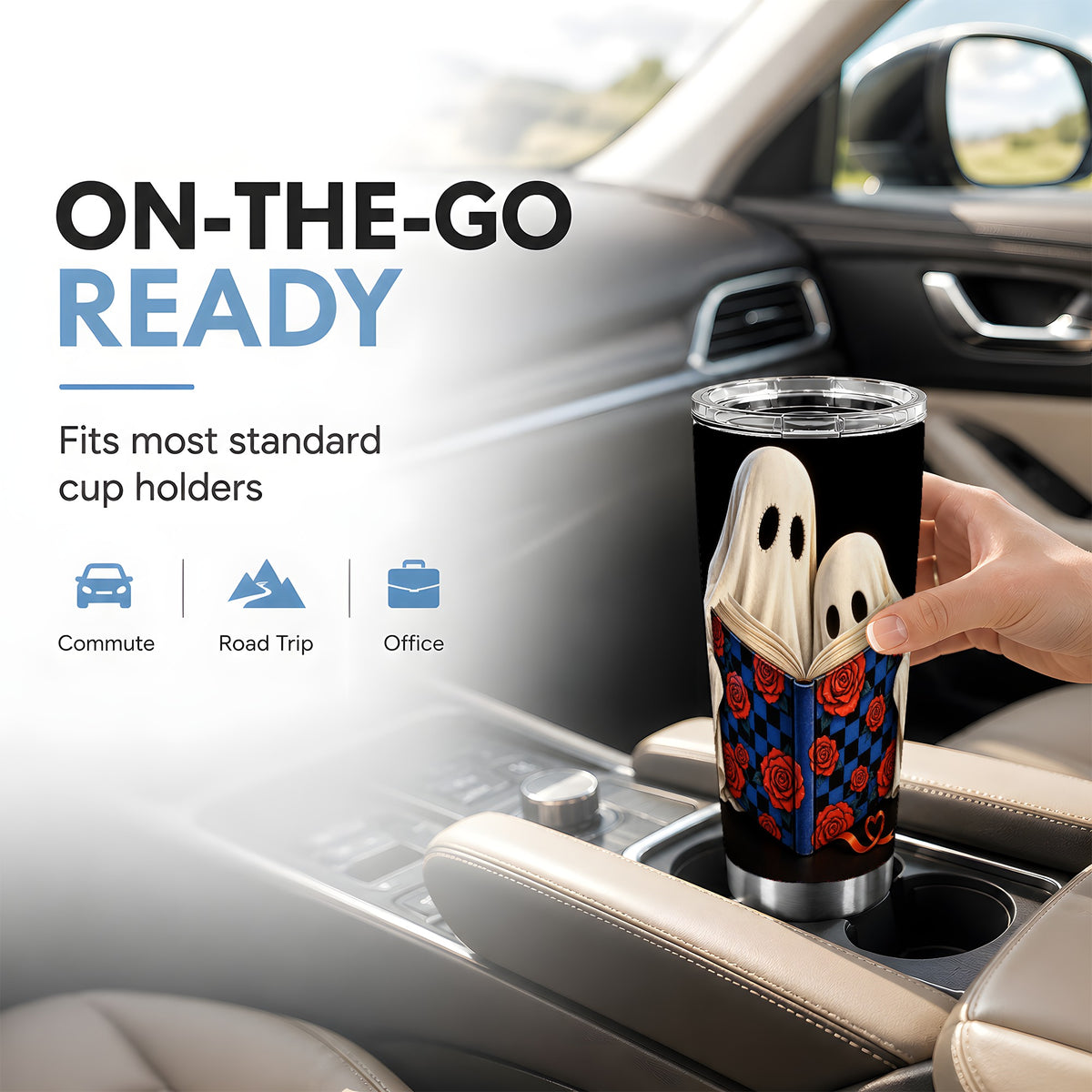 #pl[20oz|Steel] Ghost Reading Tumbler 20oz, Bookish Tumbler, Steel Travel Cup
