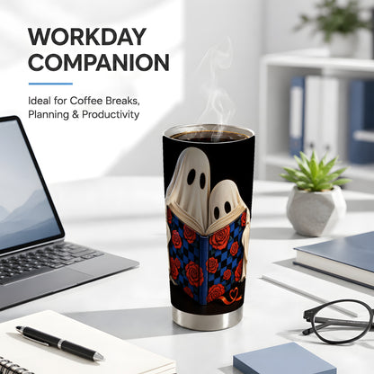 #pl[20oz|Steel] Ghost Reading Tumbler 20oz, Bookish Tumbler, Steel Travel Cup
