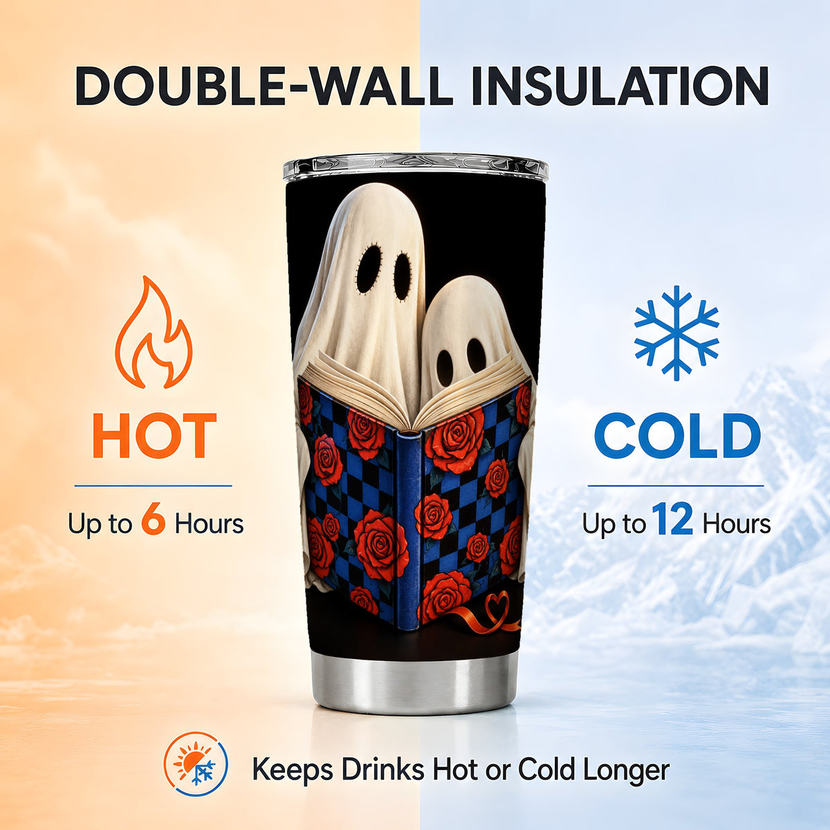 #pl[20oz|Steel] Ghost Reading Tumbler 20oz, Bookish Tumbler, Steel Travel Cup