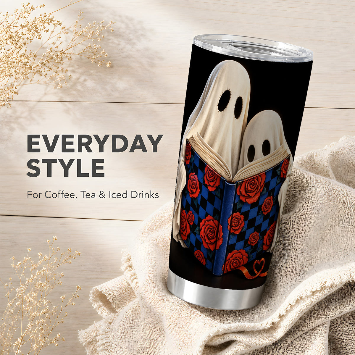 #pl[20oz|Steel] Ghost Reading Tumbler 20oz, Bookish Tumbler, Steel Travel Cup