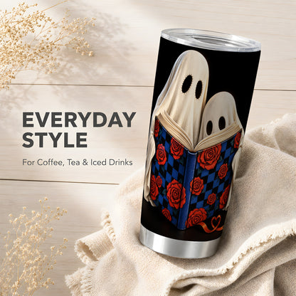 #pl[20oz|Steel] Ghost Reading Tumbler 20oz, Bookish Tumbler, Steel Travel Cup