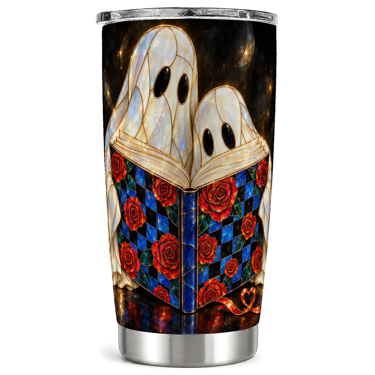 Ghost Readers Tumbler 20oz, Floral Tumbler, Stainless Steel Travel Cup