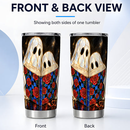 #pl[20oz|Steel] Ghost Readers Tumbler 20oz, Floral Tumbler, Stainless Steel Travel Cup