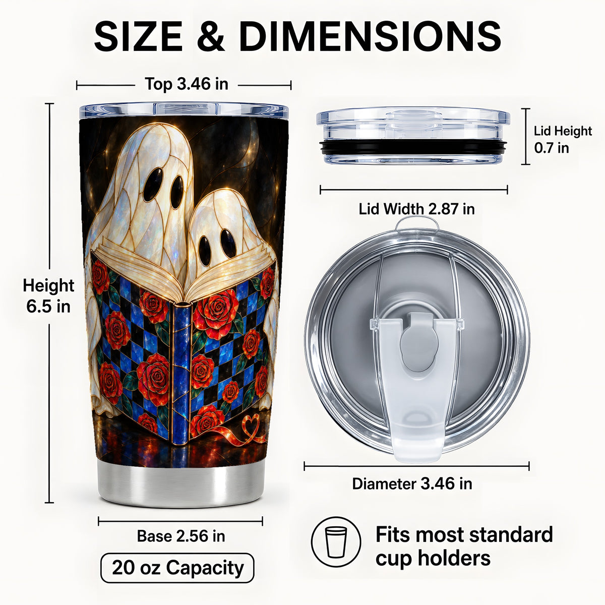 #pl[20oz|Steel] Ghost Readers Tumbler 20oz, Floral Tumbler, Stainless Steel Travel Cup