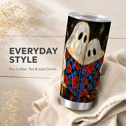 #pl[20oz|Steel] Ghost Readers Tumbler 20oz, Floral Tumbler, Stainless Steel Travel Cup
