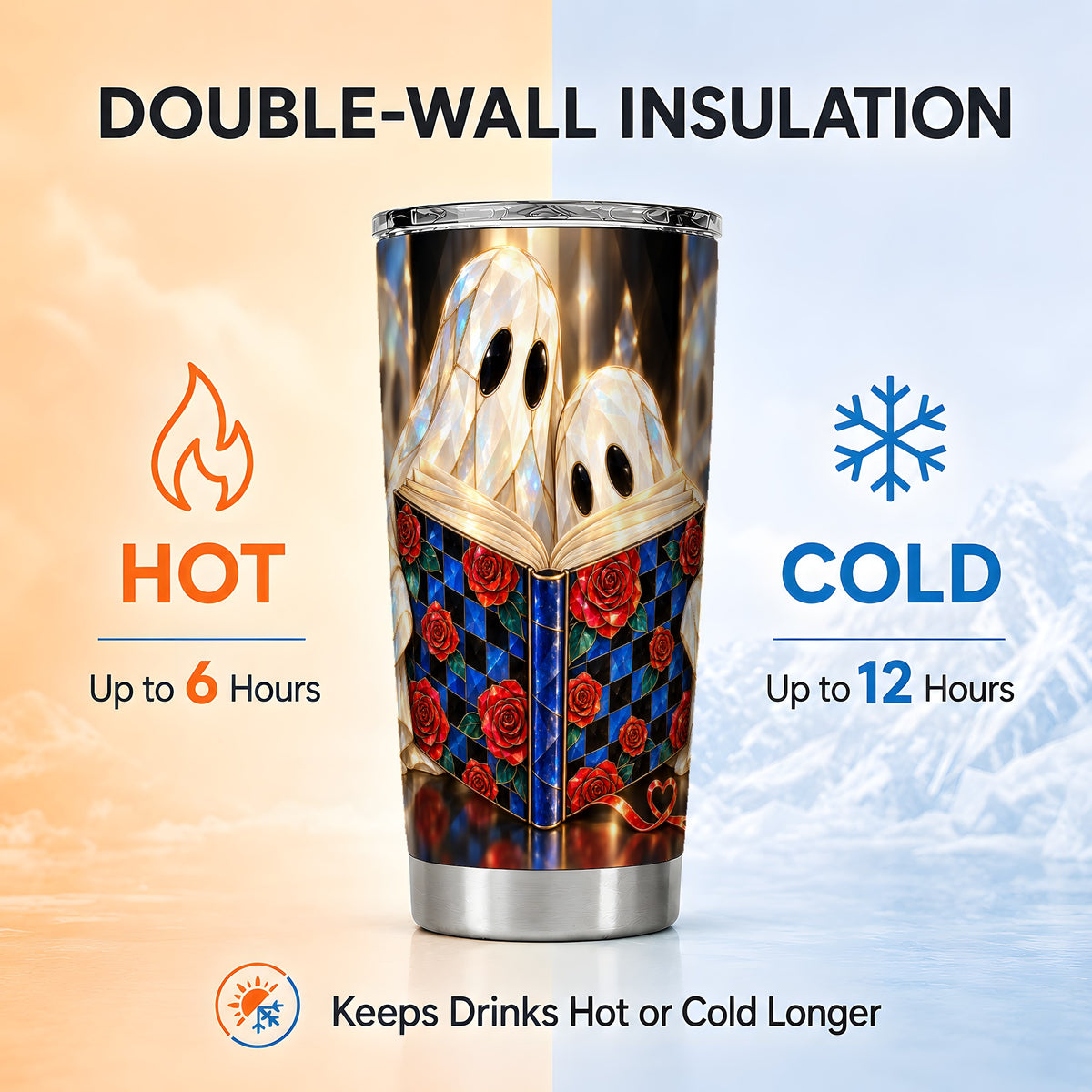 #pl[20oz|Steel] Crystal Ghost Tumbler 20oz, Rose Book Tumbler, Stainless Steel Travel Cup