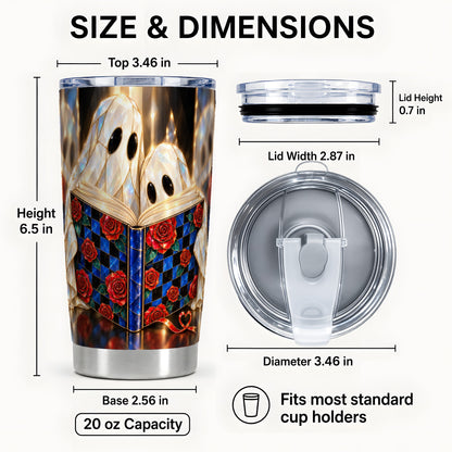 #pl[20oz|Steel] Crystal Ghost Tumbler 20oz, Rose Book Tumbler, Stainless Steel Travel Cup