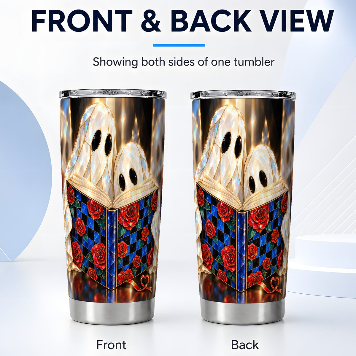 #pl[20oz|Steel] Crystal Ghost Tumbler 20oz, Rose Book Tumbler, Stainless Steel Travel Cup
