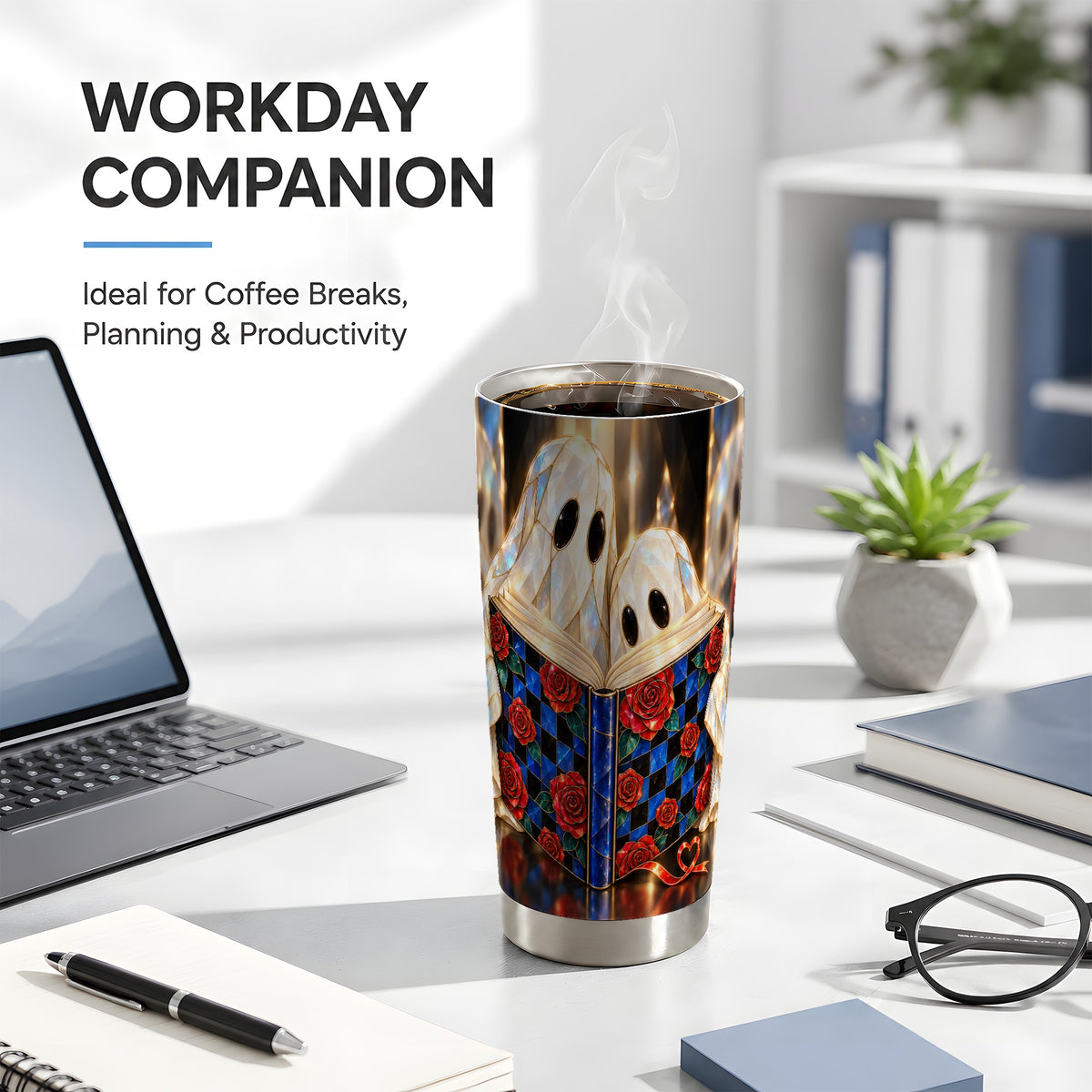 #pl[20oz|Steel] Crystal Ghost Tumbler 20oz, Rose Book Tumbler, Stainless Steel Travel Cup