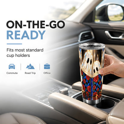 #pl[20oz|Steel] Crystal Ghost Tumbler 20oz, Rose Book Tumbler, Stainless Steel Travel Cup