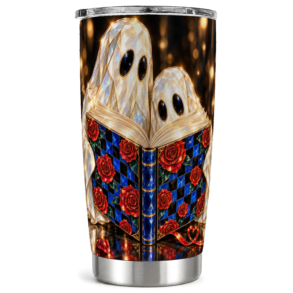 Jewel Ghost Tumbler 20oz, Rose Book Tumbler, Stainless Steel Travel Cup
