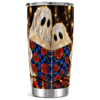 Jewel Ghost Tumbler 20oz, Rose Book Tumbler, Stainless Steel Travel Cup