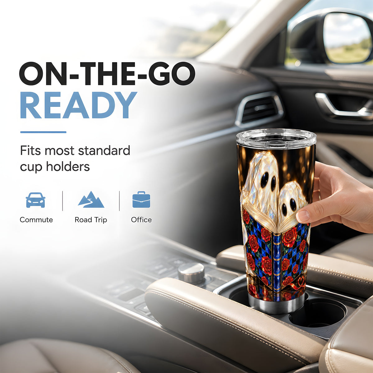 #pl[20oz|Steel] Jewel Ghost Tumbler 20oz, Rose Book Tumbler, Stainless Steel Travel Cup