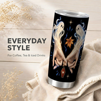 #pl[20oz|Steel] Ghost Hands Tumbler 20oz, Autumn Tumbler, Stainless Steel Travel Cup