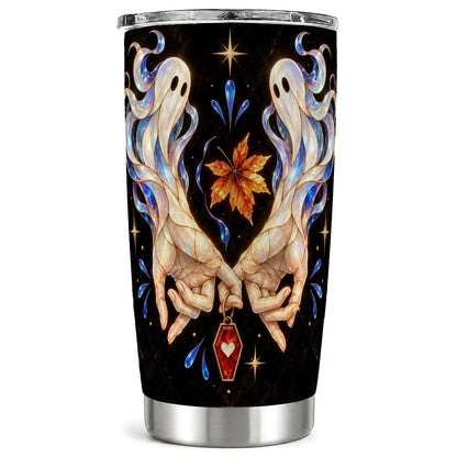 Stained Ghost Tumbler 20oz, Autumn Tumbler, Stainless Steel Travel Cup