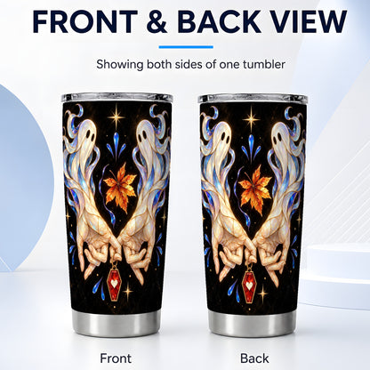 #pl[20oz|Steel] Stained Ghost Tumbler 20oz, Autumn Tumbler, Stainless Steel Travel Cup