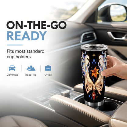 #pl[20oz|Steel] Stained Ghost Tumbler 20oz, Autumn Tumbler, Stainless Steel Travel Cup
