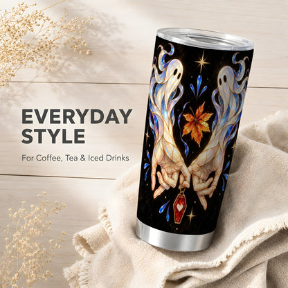 #pl[20oz|Steel] Stained Ghost Tumbler 20oz, Autumn Tumbler, Stainless Steel Travel Cup
