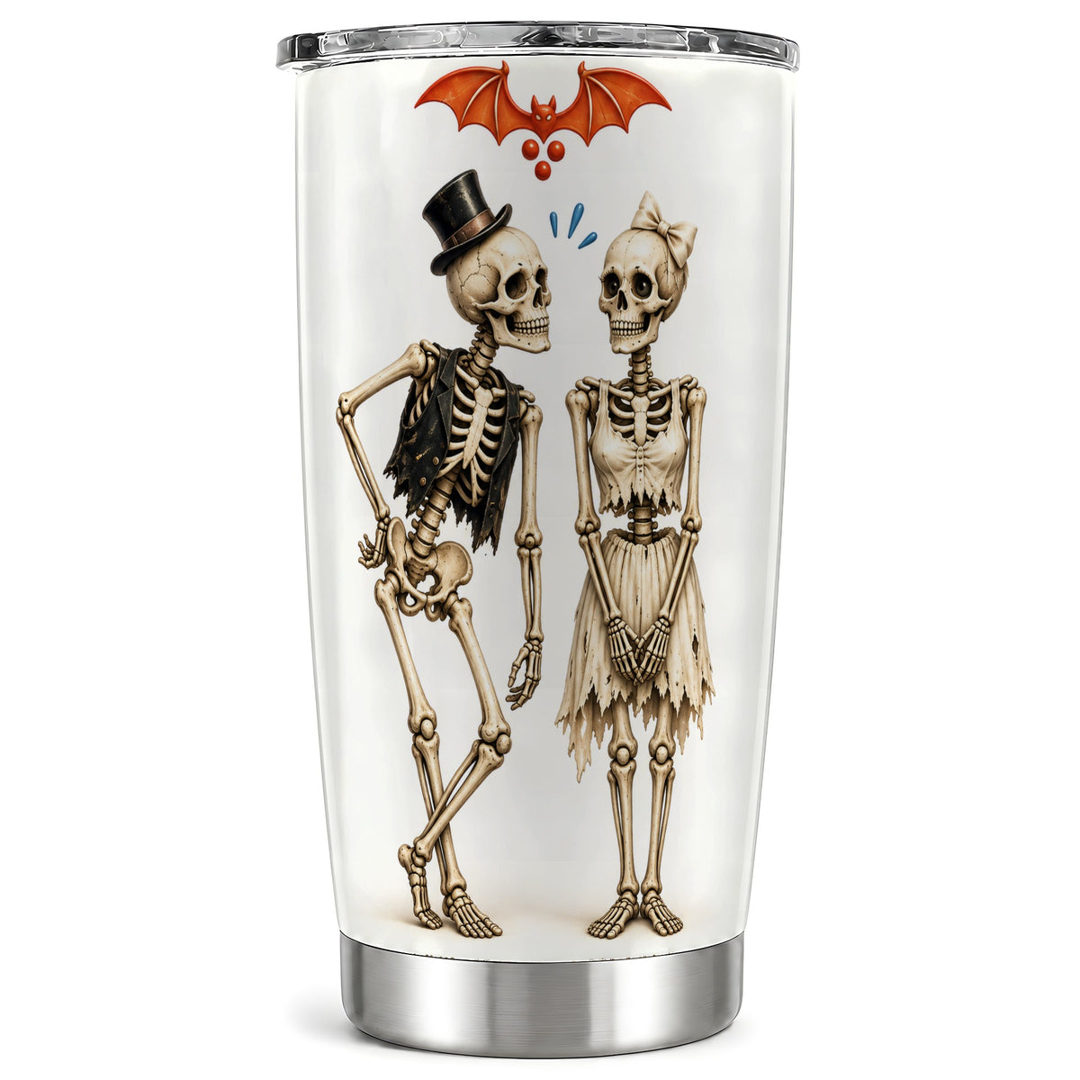 Skeleton Couple 20oz Tumbler, Gothic Tumbler, Stainless Steel Travel Cup