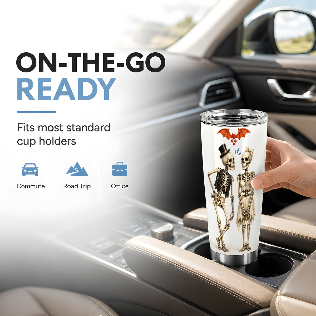 #pl[20oz|Steel] Skeleton Couple 20oz Tumbler, Gothic Tumbler, Stainless Steel Travel Cup