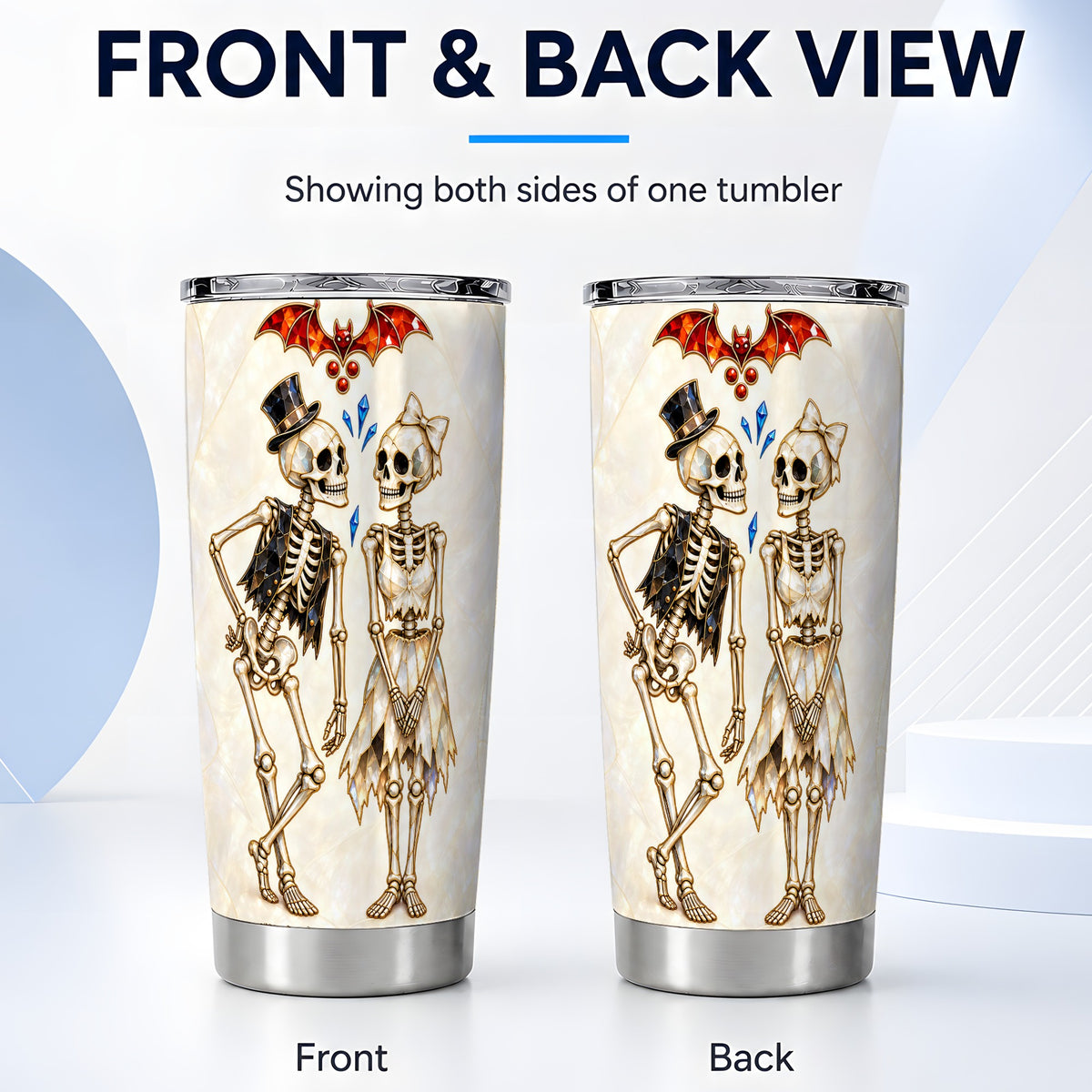 #pl[20oz|Steel] Crystal Skeleton 20oz Tumbler, Gothic Tumbler, Stainless Steel Travel Cup