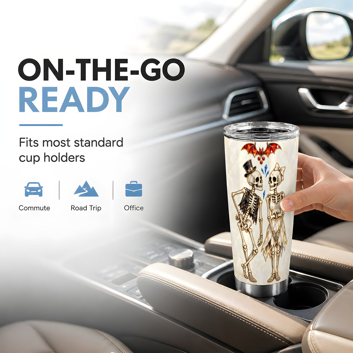 #pl[20oz|Steel] Crystal Skeleton 20oz Tumbler, Gothic Tumbler, Stainless Steel Travel Cup