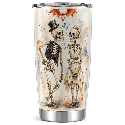 Skeleton Couple Tumbler 20oz, Gothic Tumbler, Stainless Steel Travel Cup