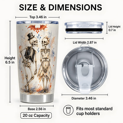 #pl[20oz|Steel] Skeleton Couple Tumbler 20oz, Gothic Tumbler, Stainless Steel Travel Cup