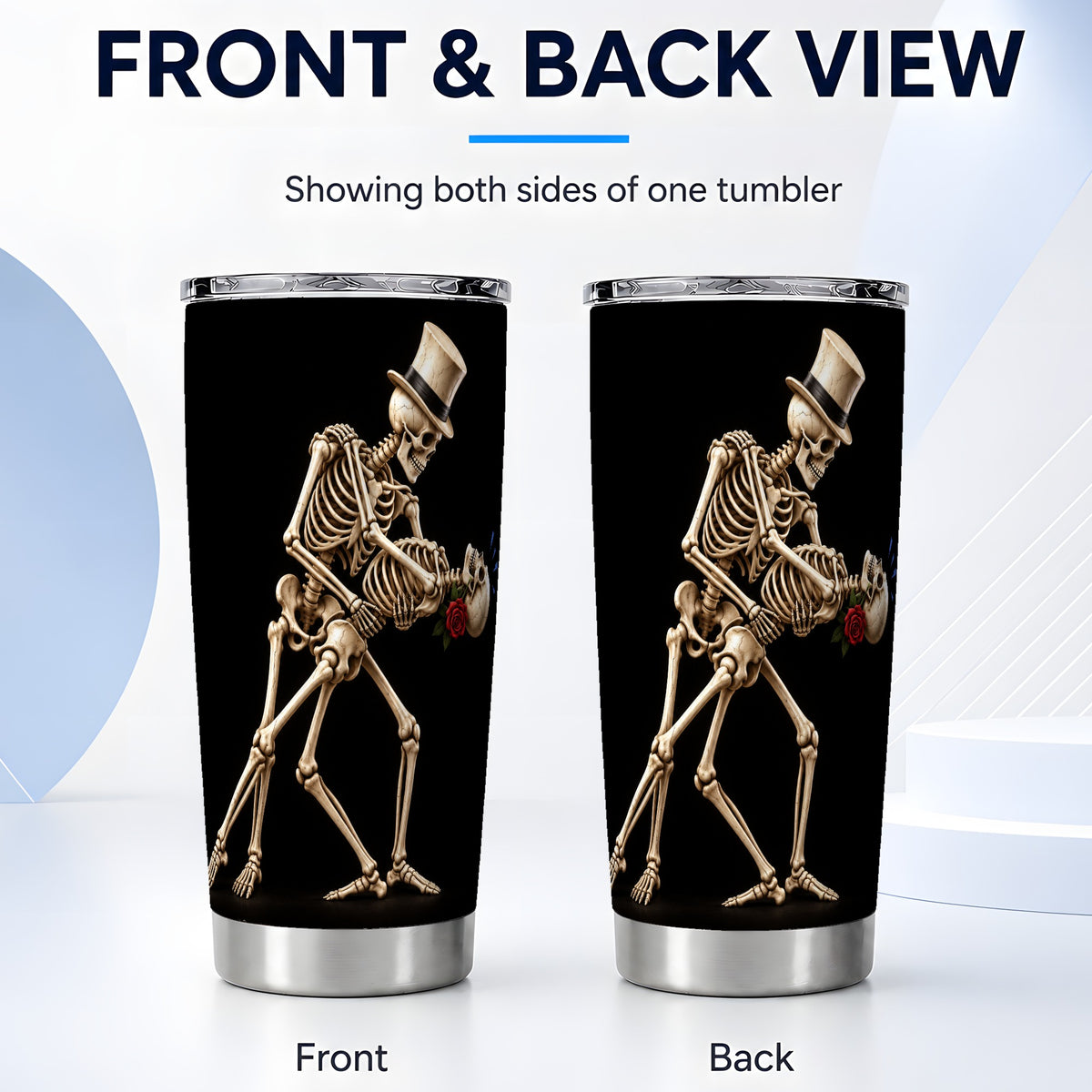 #pl[20oz|Steel] Dancing Skeleton Tumbler 20oz, Gothic Tumbler, Stainless Steel Travel Cup