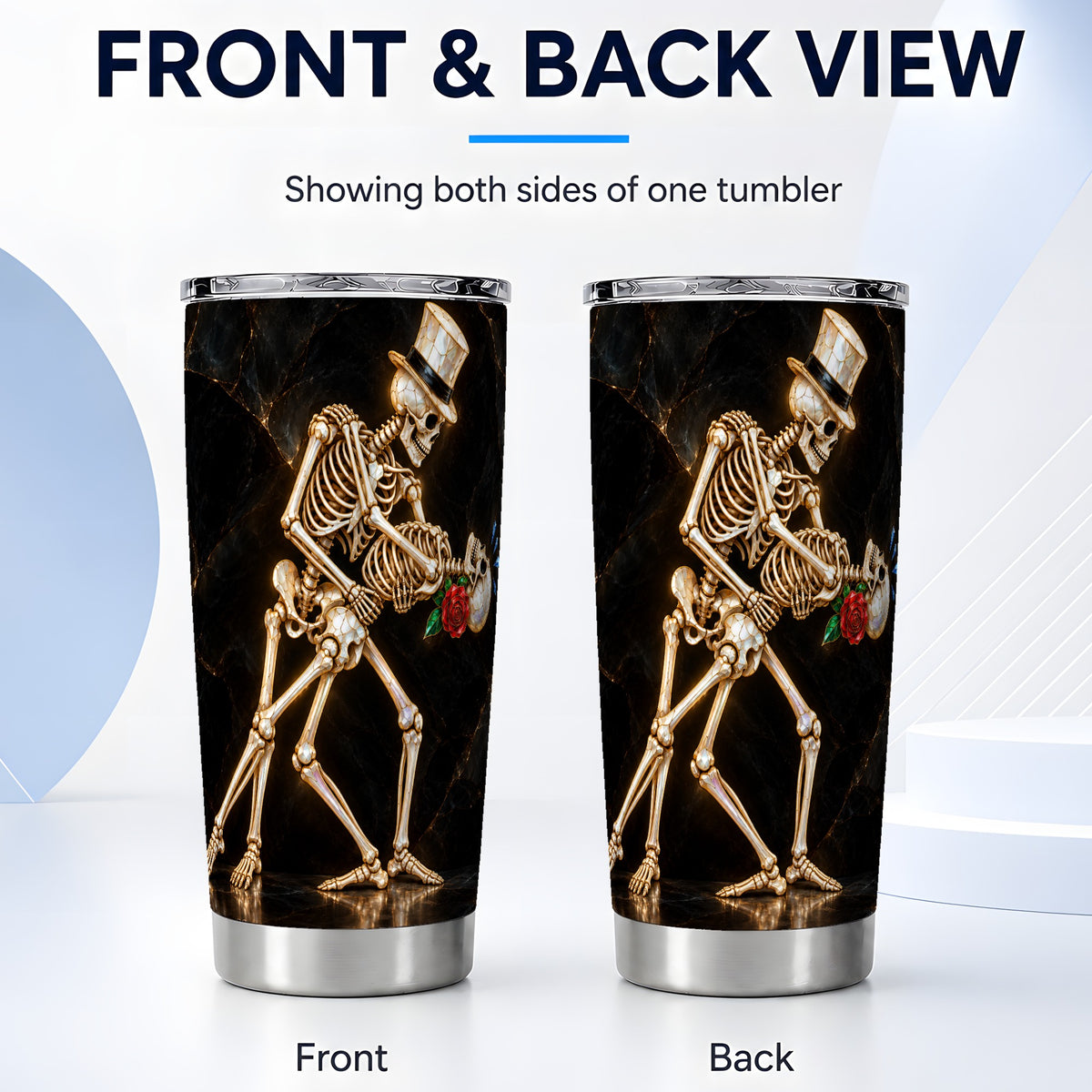 #pl[20oz|Steel] Skeleton Dance Tumbler 20oz, Gothic Tumbler, Stainless Steel Travel Cup
