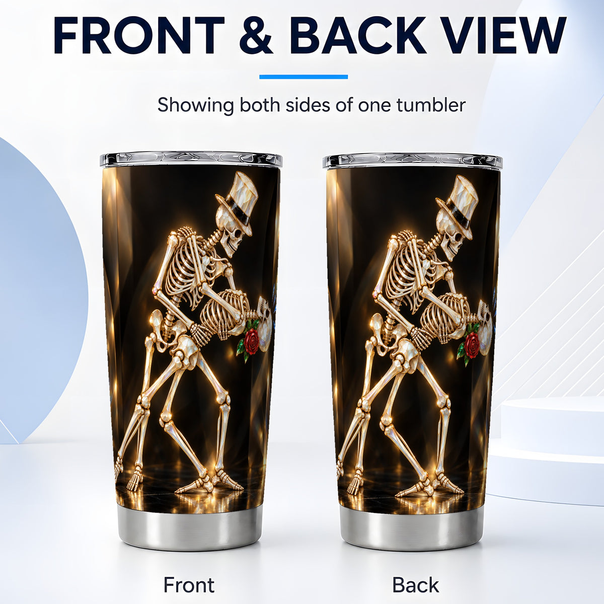 #pl[20oz|Steel] Skeleton Dance Tumbler 20oz, Gothic Tumbler, Stainless Steel Travel Cup