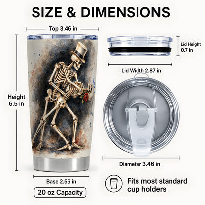 #pl[20oz|Steel] Dancing Skeleton 20oz Tumbler, Gothic Stainless Steel Travel Cup