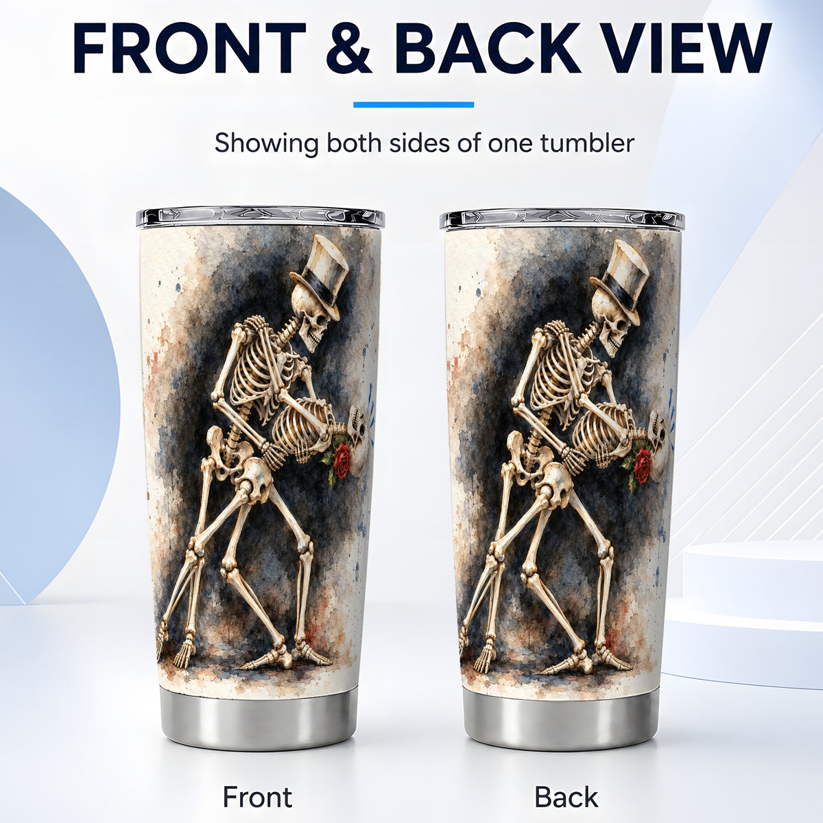 #pl[20oz|Steel] Dancing Skeleton 20oz Tumbler, Gothic Stainless Steel Travel Cup