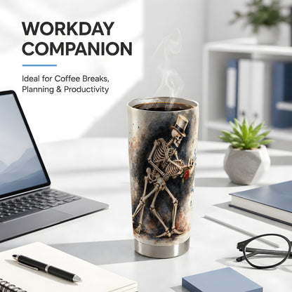 #pl[20oz|Steel] Dancing Skeleton 20oz Tumbler, Gothic Stainless Steel Travel Cup