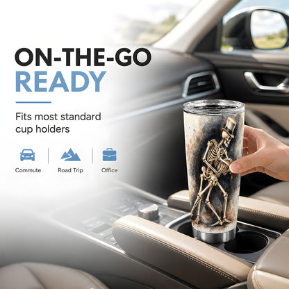#pl[20oz|Steel] Dancing Skeleton 20oz Tumbler, Gothic Stainless Steel Travel Cup