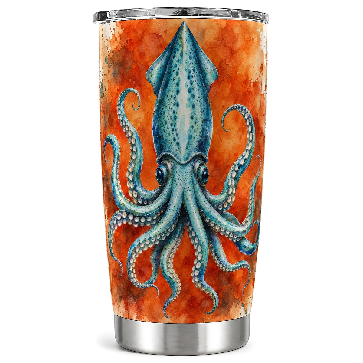 Watercolor Squid 20oz Tumbler, Marine Stainless Steel Travel Cup