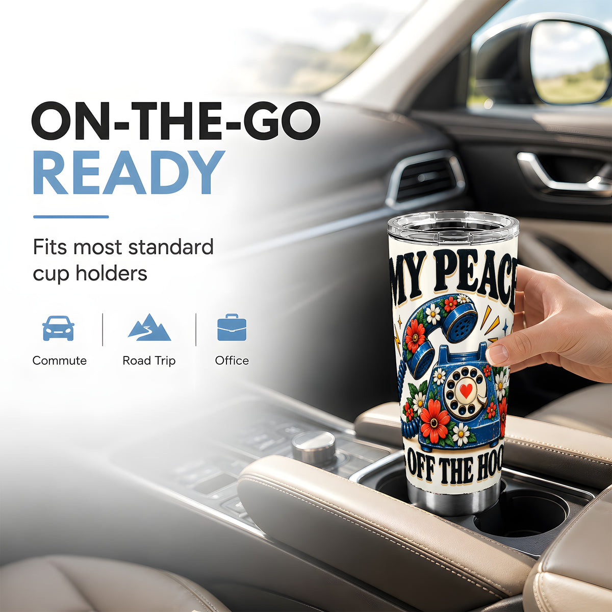 #pl[20oz|Steel] Rotary Phone Tumbler 20oz, Retro Floral Tumbler, Stainless Steel Travel Cup