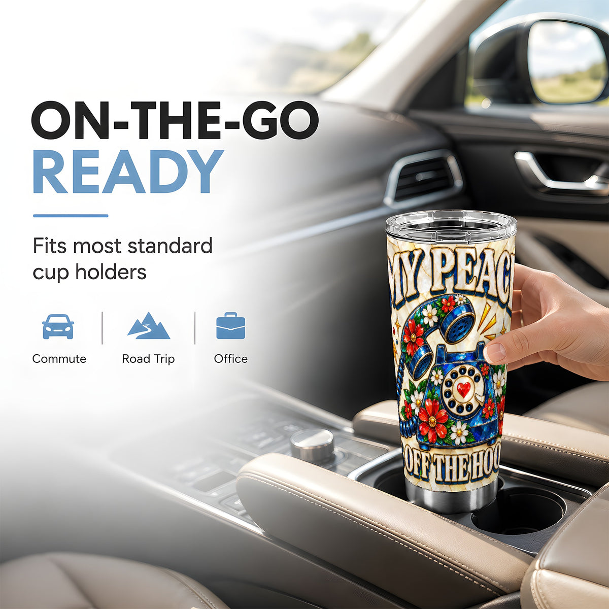 #pl[20oz|Steel] Retro Rotary Phone Tumbler 20oz, Floral Tumbler, Stainless Steel Travel Cup